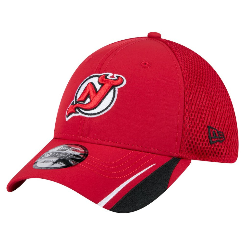 New Jersey Devils - New Era Linear Featherweight 39THIRTY Flex Hat Red