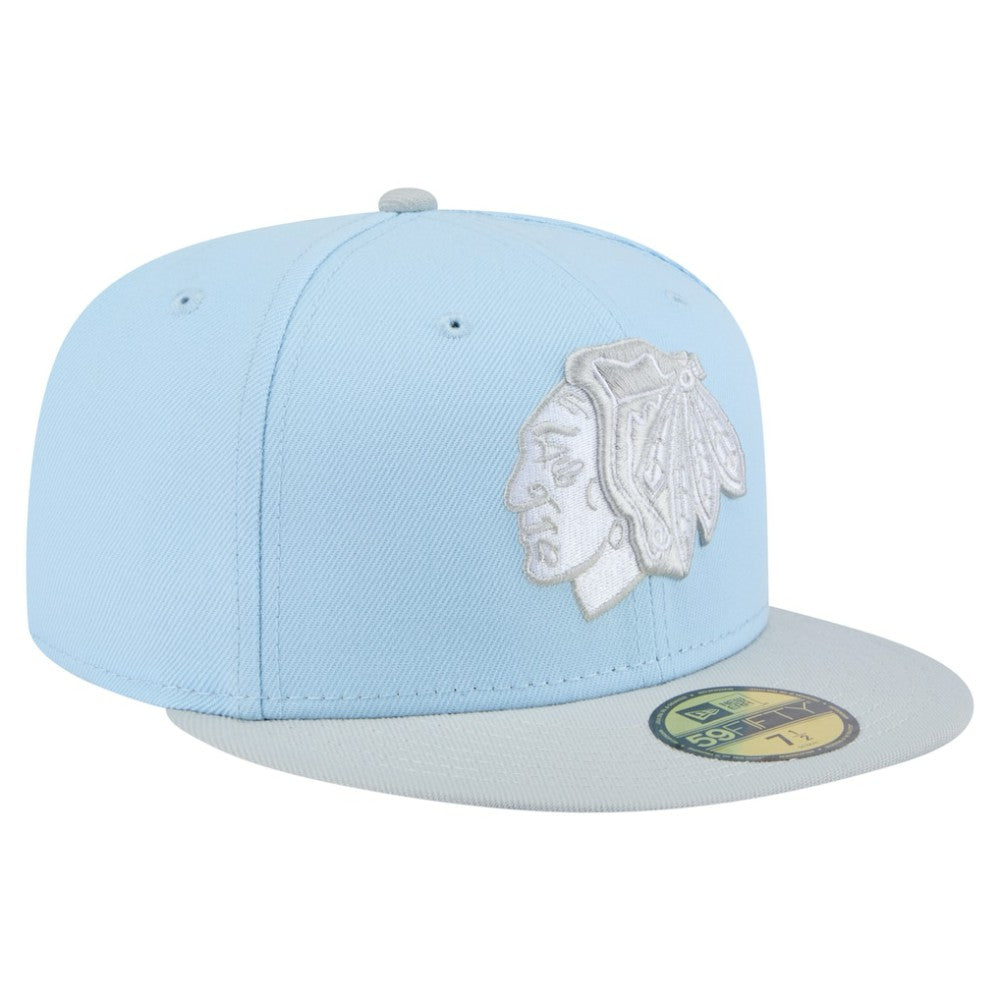 Chicago Blackhawks New Era Color Pack Two-Tone 59FIFTY Fitted Hat Light Blue/Gray