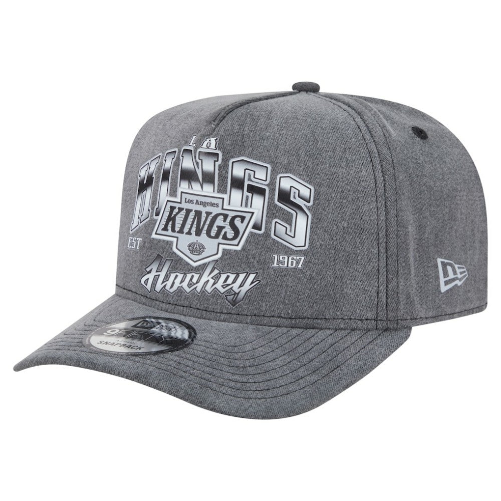 Los Angeles Kings - New Era Throwback Washed A-Frame Pre-Curved 9FIFTY Snapback Hat Charcoal