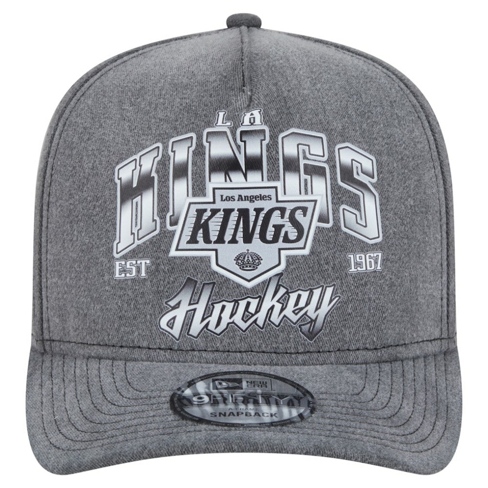 Los Angeles Kings - New Era Throwback Washed A-Frame Pre-Curved 9FIFTY Snapback Hat Charcoal