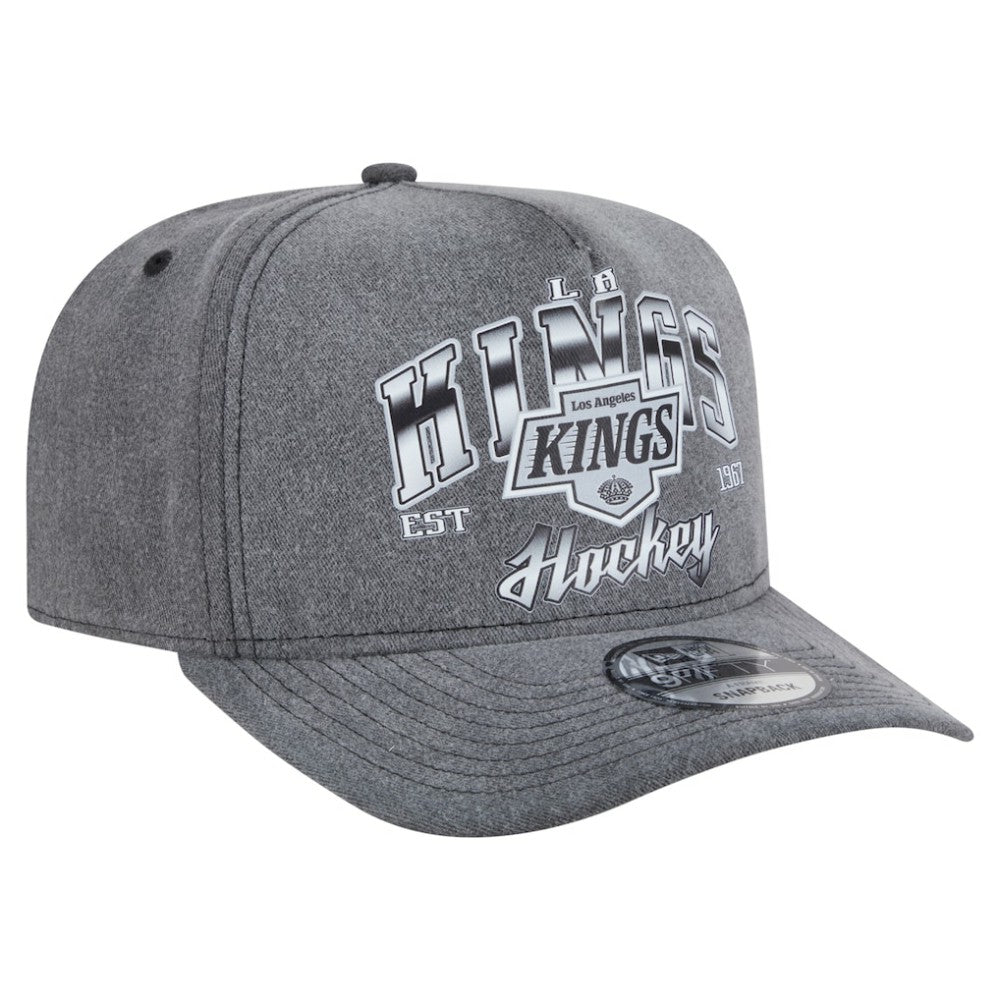 Los Angeles Kings - New Era Throwback Washed A-Frame Pre-Curved 9FIFTY Snapback Hat Charcoal