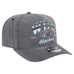 Minnesota Wild - New Era Throwback Washed A-Frame Pre-Curved 9FIFTY Snapback Hat Charcoal