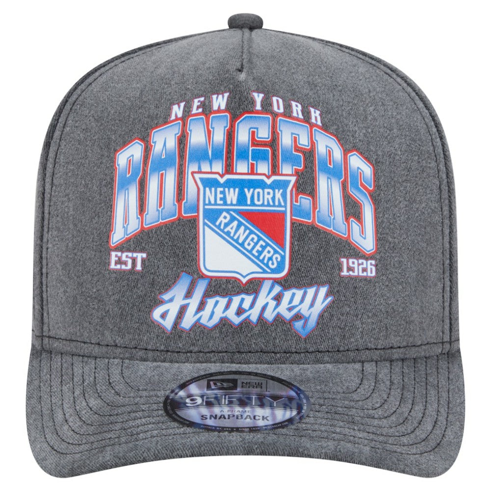 New York Rangers New Era Throwback Washed A-Frame Pre-Curved 9FIFTY Snapback Hat Charcoal
