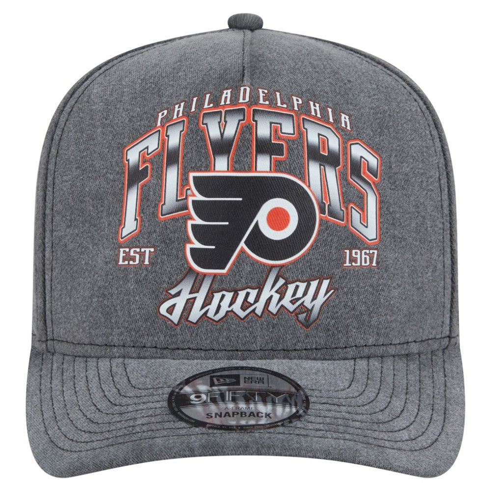 Philadelphia Flyers - New Era Throwback Washed A-Frame Pre-Curved 9FIFTY Snapback Hat Charcoal