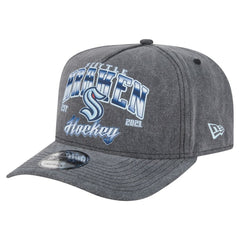 Seattle Kraken New Era Throwback Washed A-Frame Pre-Curved 9FIFTY Snapback Hat Charcoal