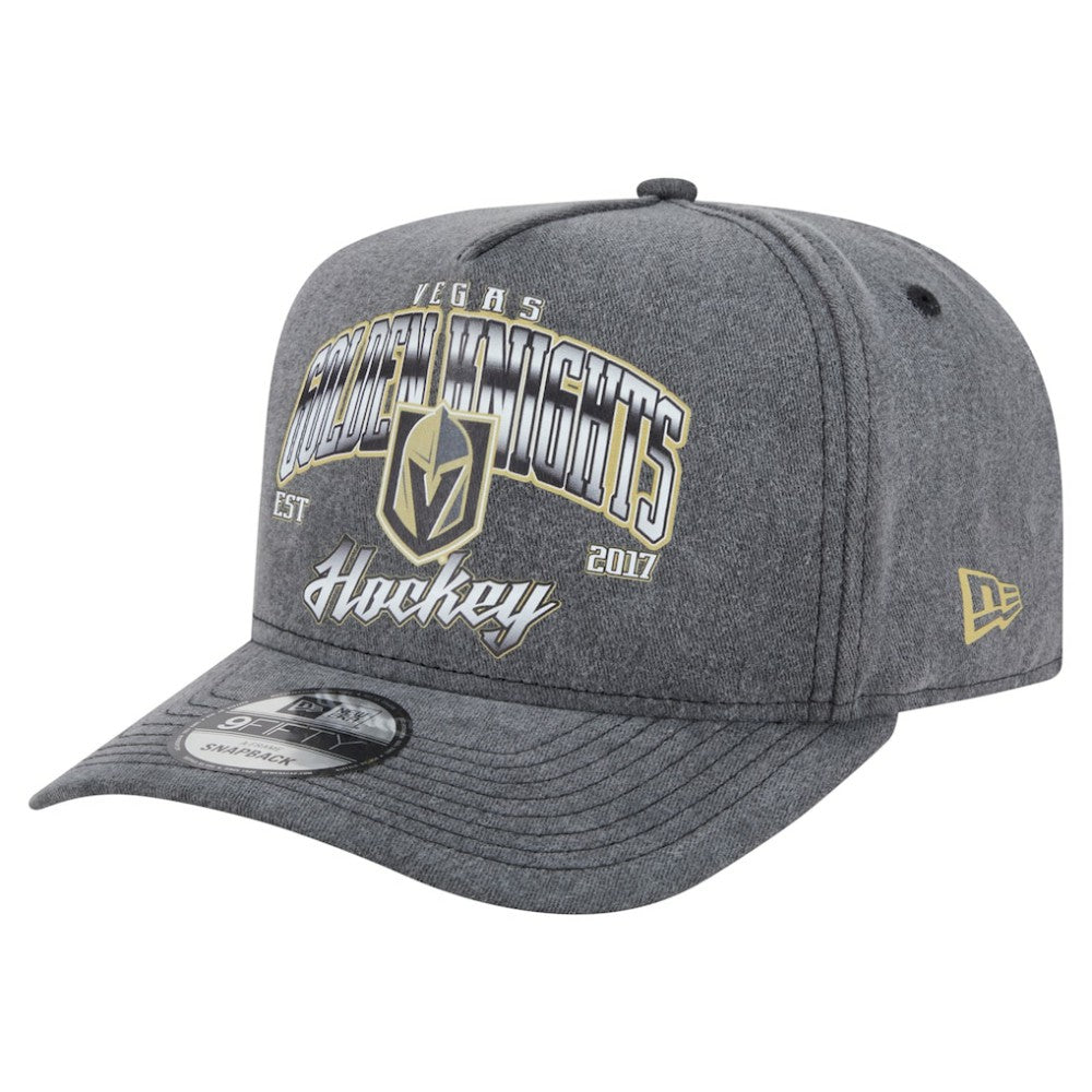 Vegas Golden Knights New Era Throwback Washed A-Frame Pre-Curved 9FIFTY Snapback Hat Charcoal