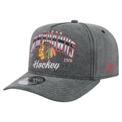 Chicago Blackhawks New Era Throwback Washed A-Frame Pre-Curved 9FIFTY Snapback Hat Charcoal