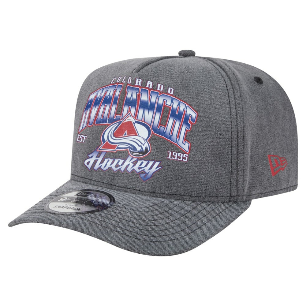 Colorado Avalanche - New Era Throwback Washed A-Frame Pre-Curved 9FIFTY Snapback Hat Charcoal