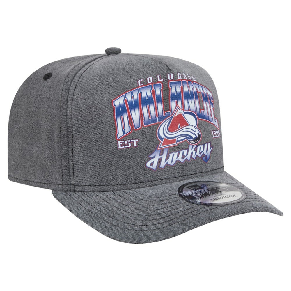 Colorado Avalanche - New Era Throwback Washed A-Frame Pre-Curved 9FIFTY Snapback Hat Charcoal