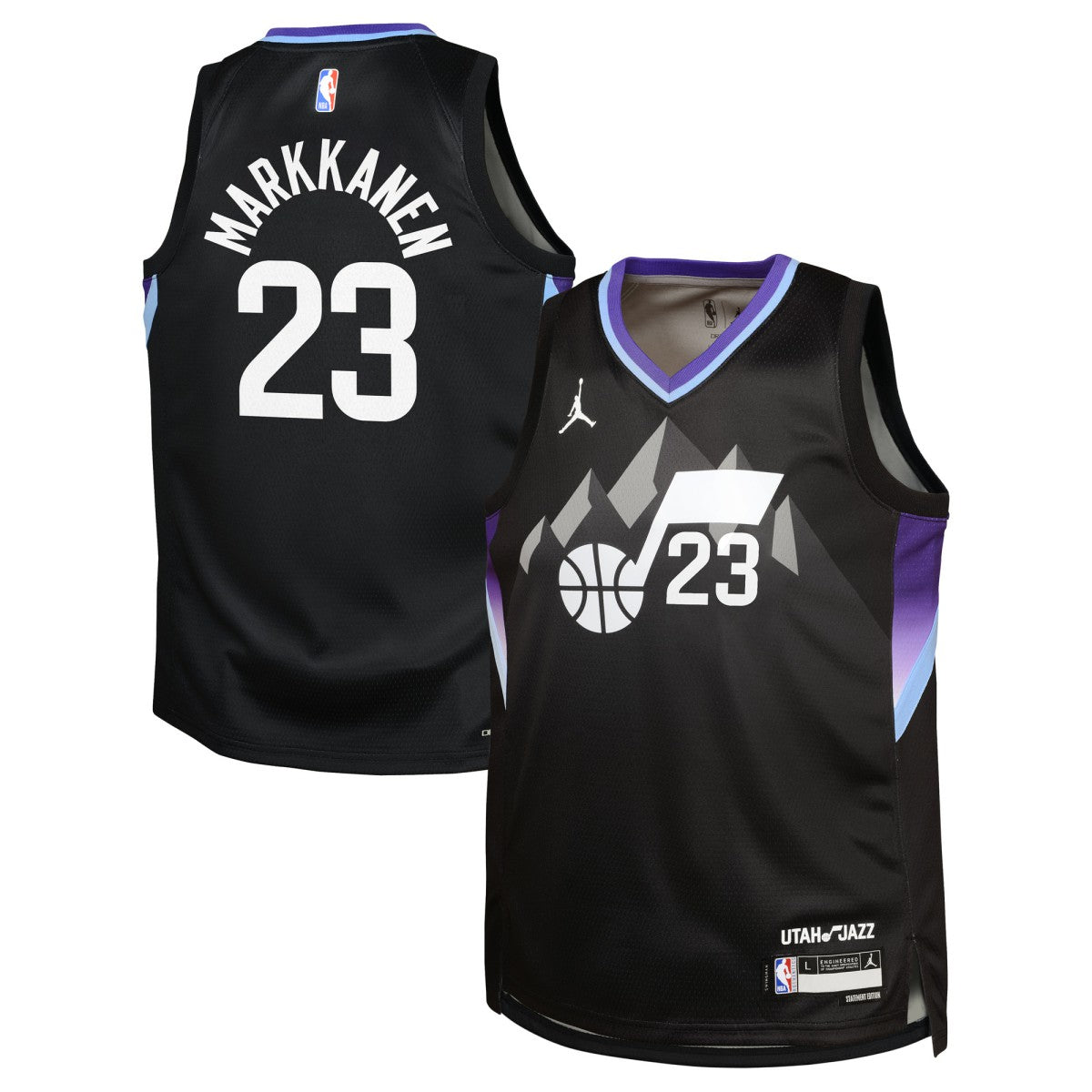 NBA - Lauri Markkanen Utah Jazz Jordan Brand Youth Swingman Jersey - Statement Edition - Black