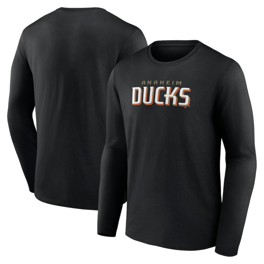 Anaheim Ducks - Fanatics Wordmark Logo Long Sleeve T-Shirt Black