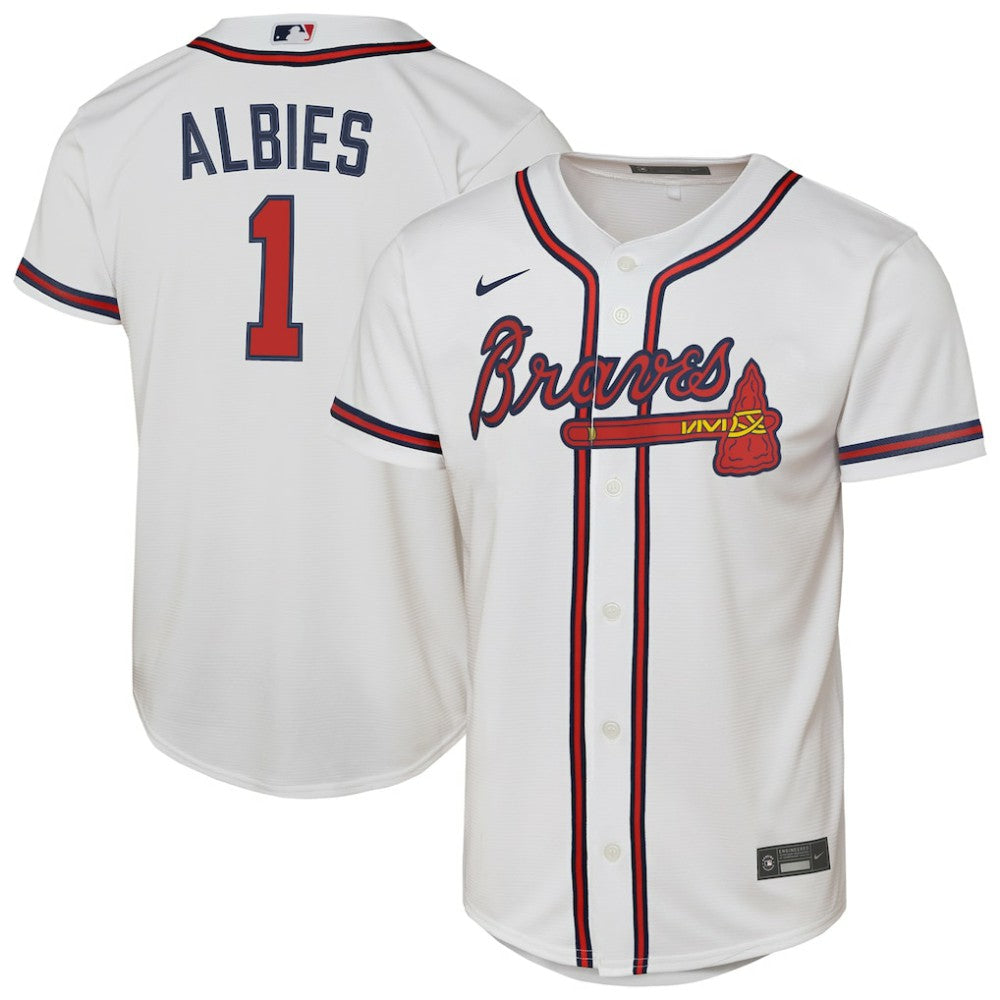 Ozzie Albies Atlanta Braves Nike Youth Home Replica Player Jersey - White | MLB Jerseys
