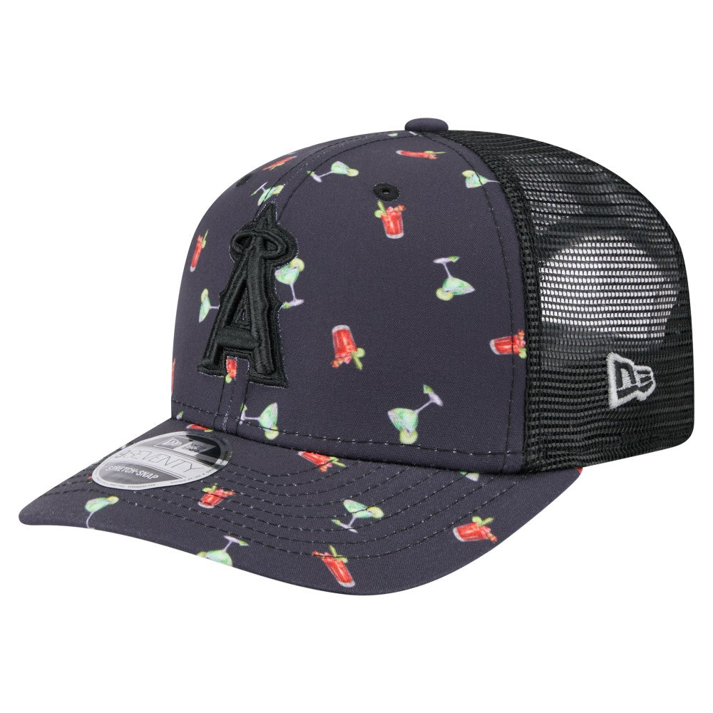 Los Angeles Angels New Era Adventure Drinks Pattern 9SEVENTY Stretch-Snap Hat Lifestyle