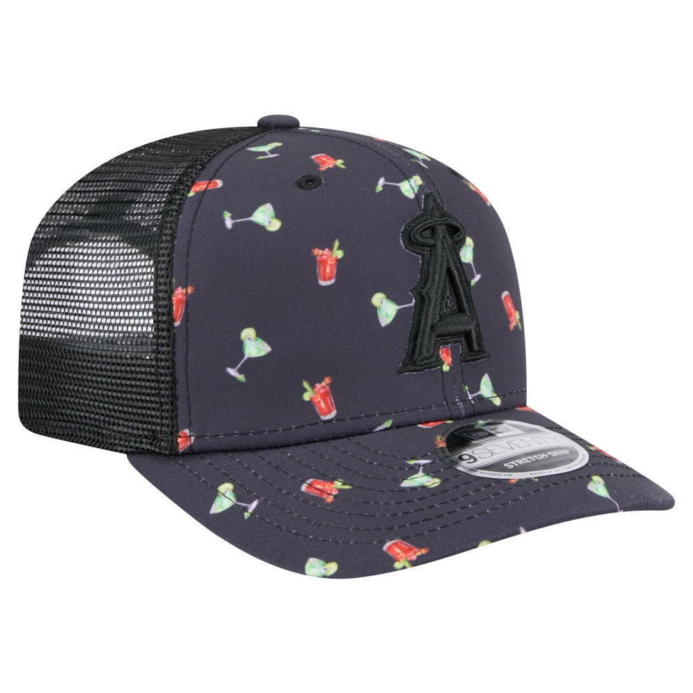 Los Angeles Angels New Era Adventure Drinks Pattern 9SEVENTY Stretch-Snap Hat Lifestyle