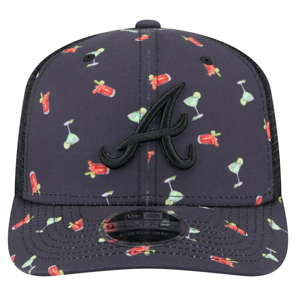 Atlanta Braves New Era Adventure Drinks Pattern 9SEVENTY Stretch-Snap Hat On Sale