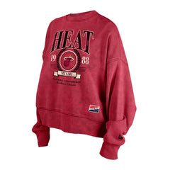 New Era - Miami Heat Women's Throwback Vintage Enzyme Wash Oversized Boxy Pullover Sweatshirt - Red
