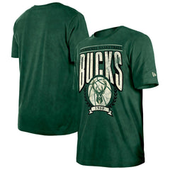 New Era - Milwaukee Bucks Throwback Vintage Boxy Mineral Wash T-Shirt - Hunter Green