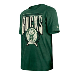 New Era - Milwaukee Bucks Throwback Vintage Boxy Mineral Wash T-Shirt - Hunter Green