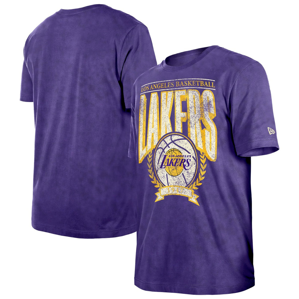 New Era - Los Angeles Lakers Throwback Vintage Boxy Mineral Wash T-Shirt - Purple