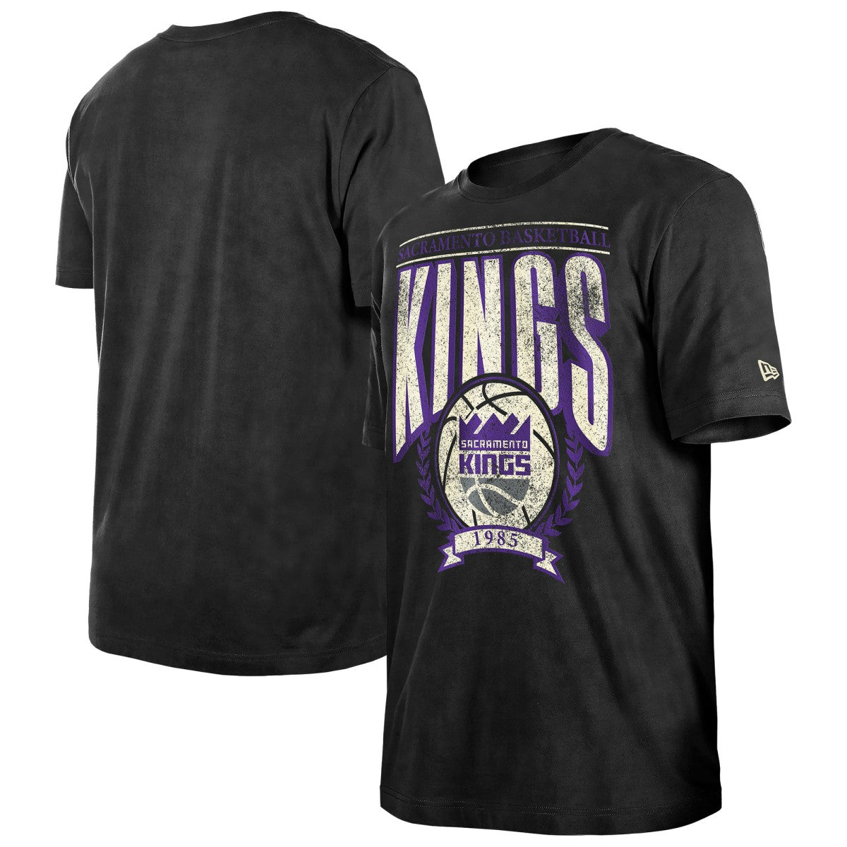 New Era - Sacramento Kings Throwback Vintage Boxy Mineral Wash T-Shirt - Black
