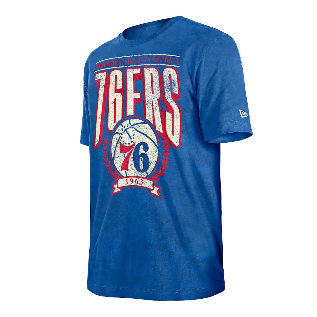 New Era - Philadelphia 76ers Throwback Vintage Boxy Mineral Wash T-Shirt - Royal
