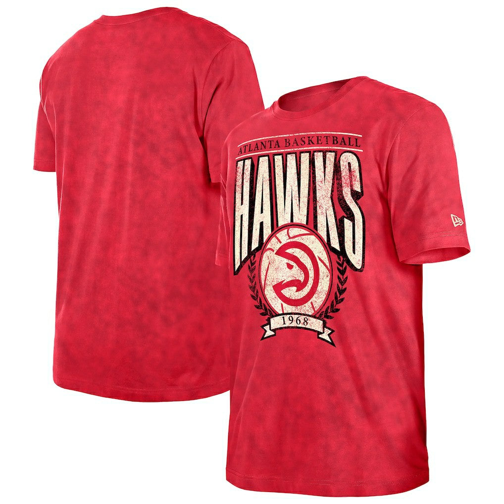 New Era - Atlanta Hawks Throwback Vintage Boxy Mineral Wash T-Shirt - Red