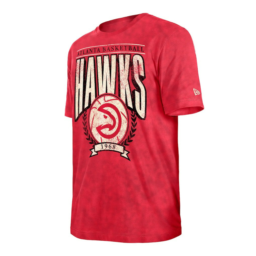 New Era - Atlanta Hawks Throwback Vintage Boxy Mineral Wash T-Shirt - Red