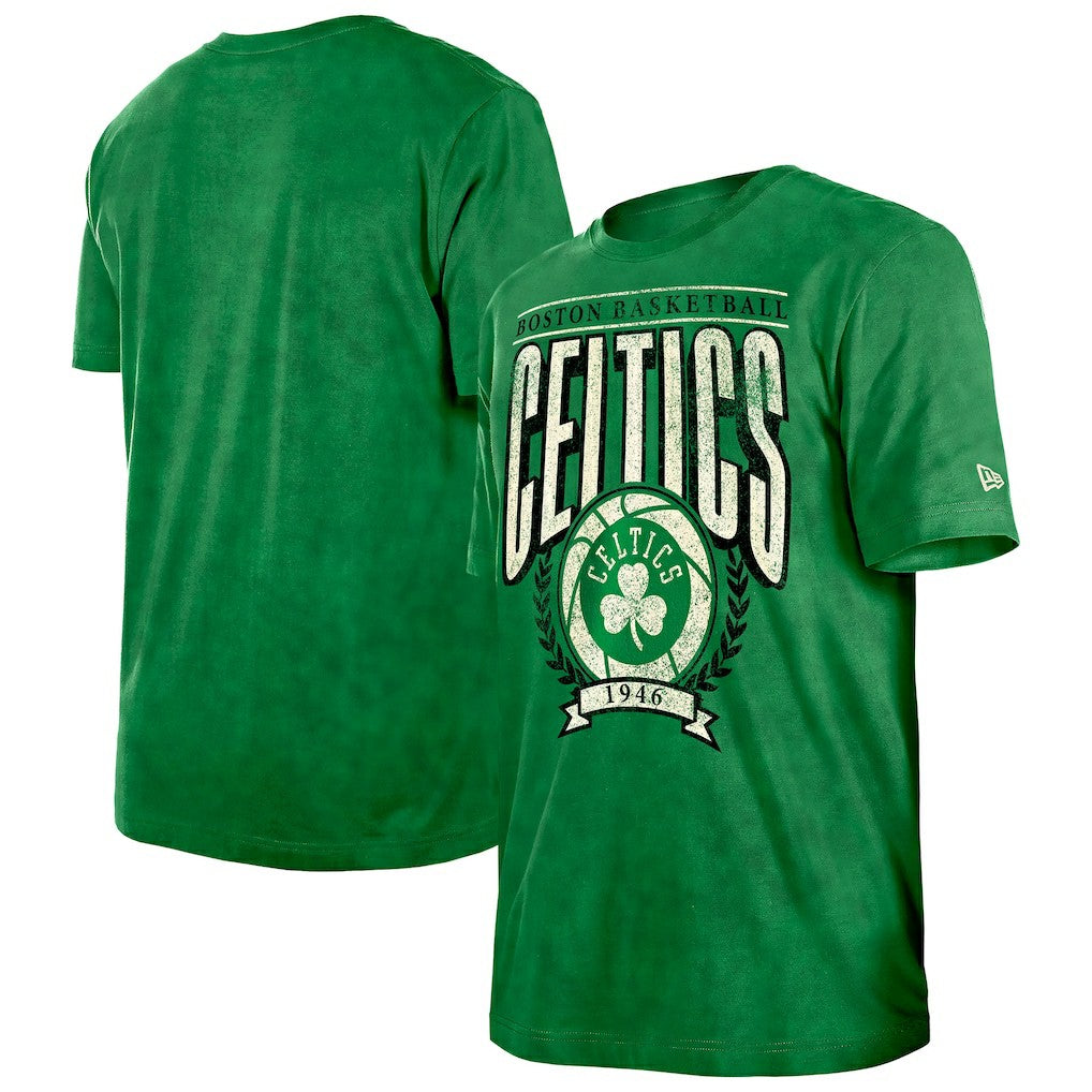 New Era - Boston Celtics Throwback Vintage Boxy Mineral Wash T-Shirt - Kelly Green