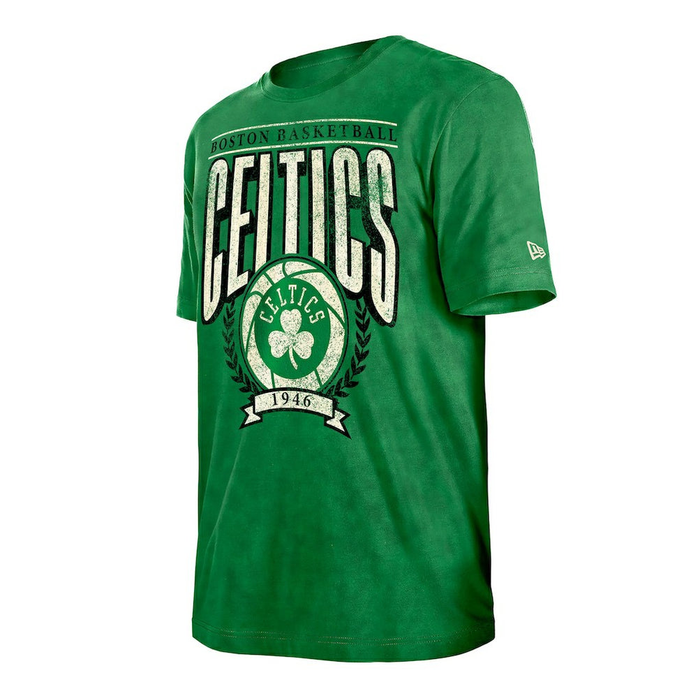 New Era - Boston Celtics Throwback Vintage Boxy Mineral Wash T-Shirt - Kelly Green