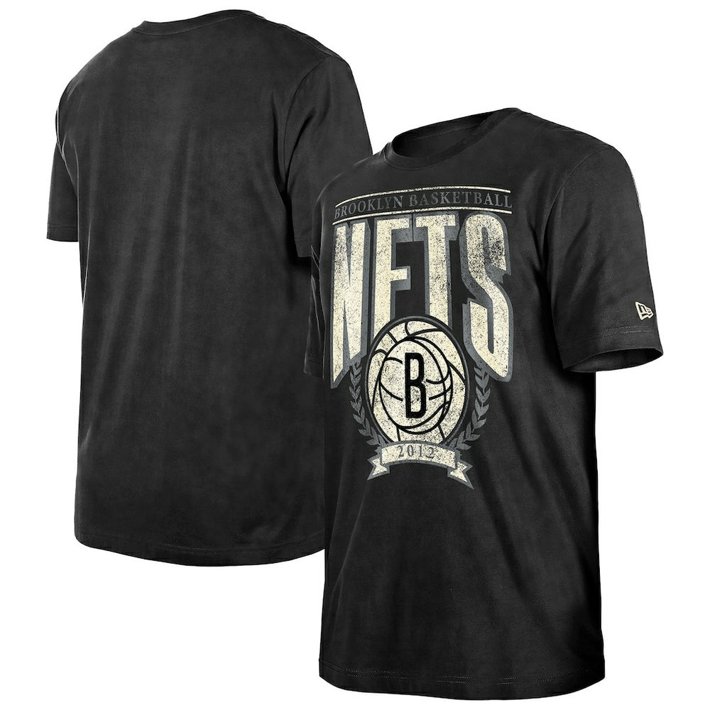 New Era - Brooklyn Nets Throwback Vintage Boxy Mineral Wash T-Shirt - Black