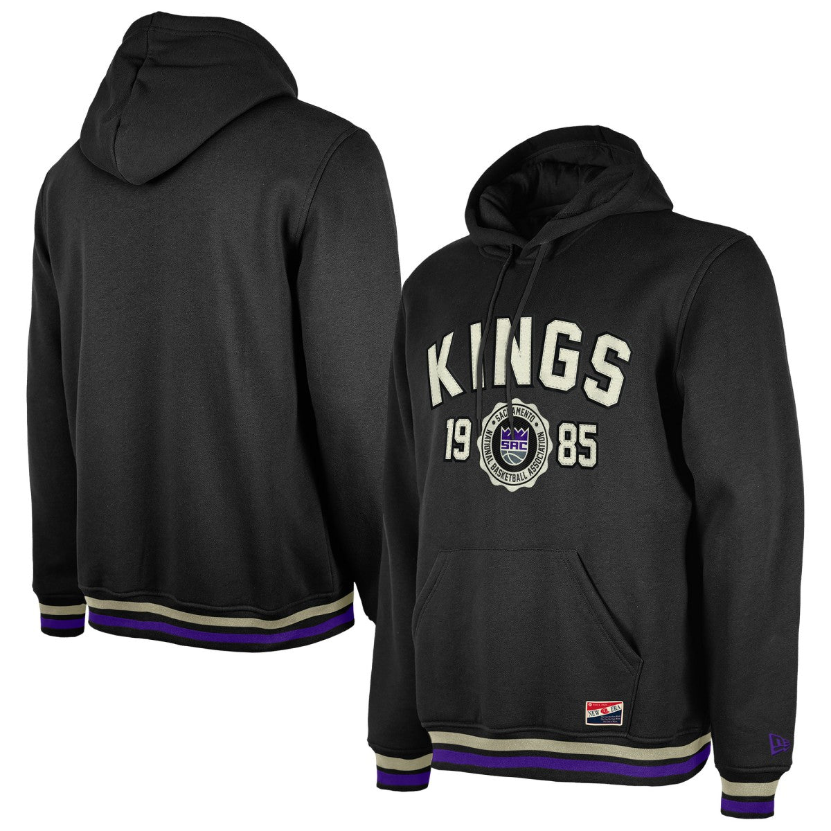 New Era - Sacramento Kings Throwback Vintage Pullover Hoodie - Black