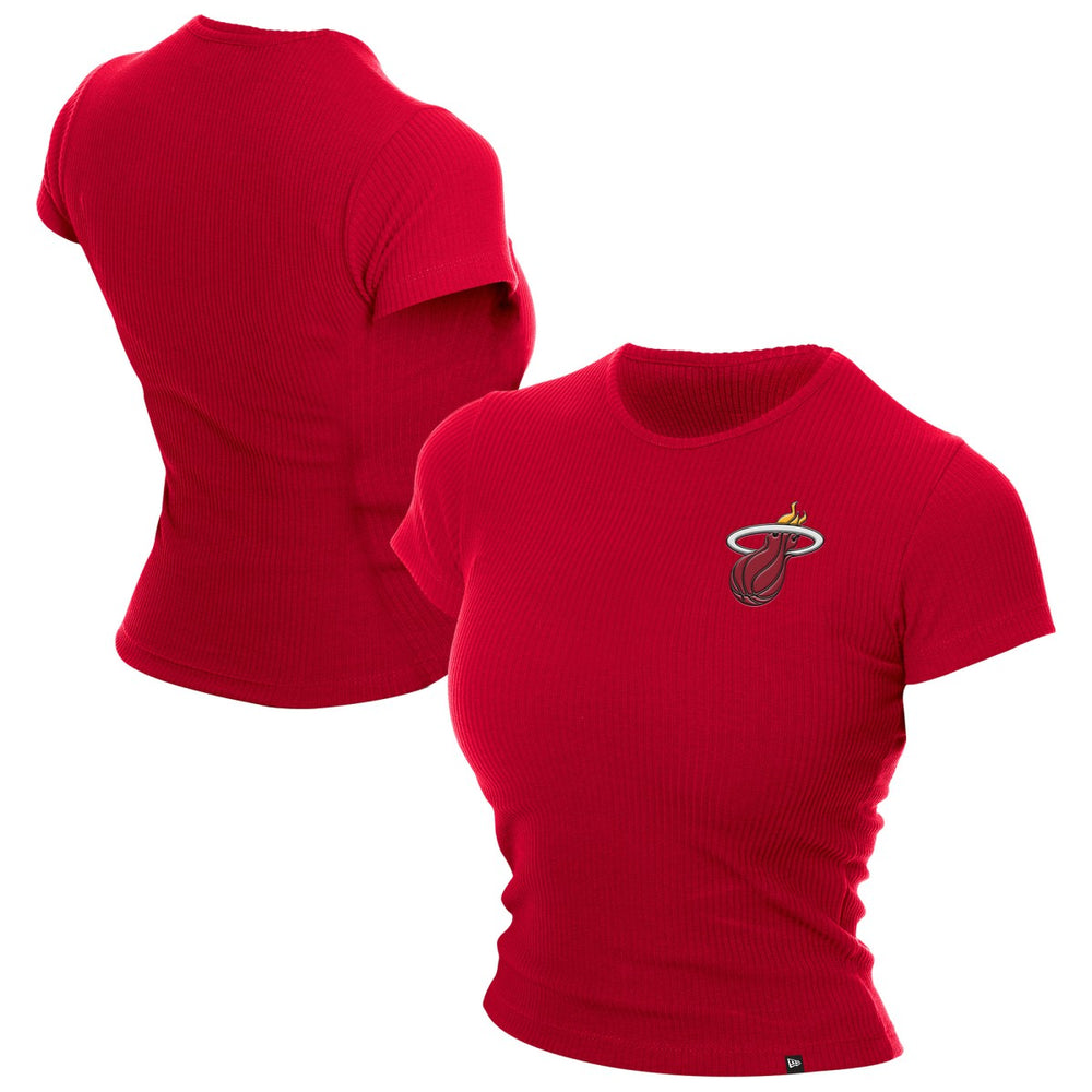 New Era - Miami Heat Women's Leisure Collection Baby Doll Cropped T-Shirt - Dark Red