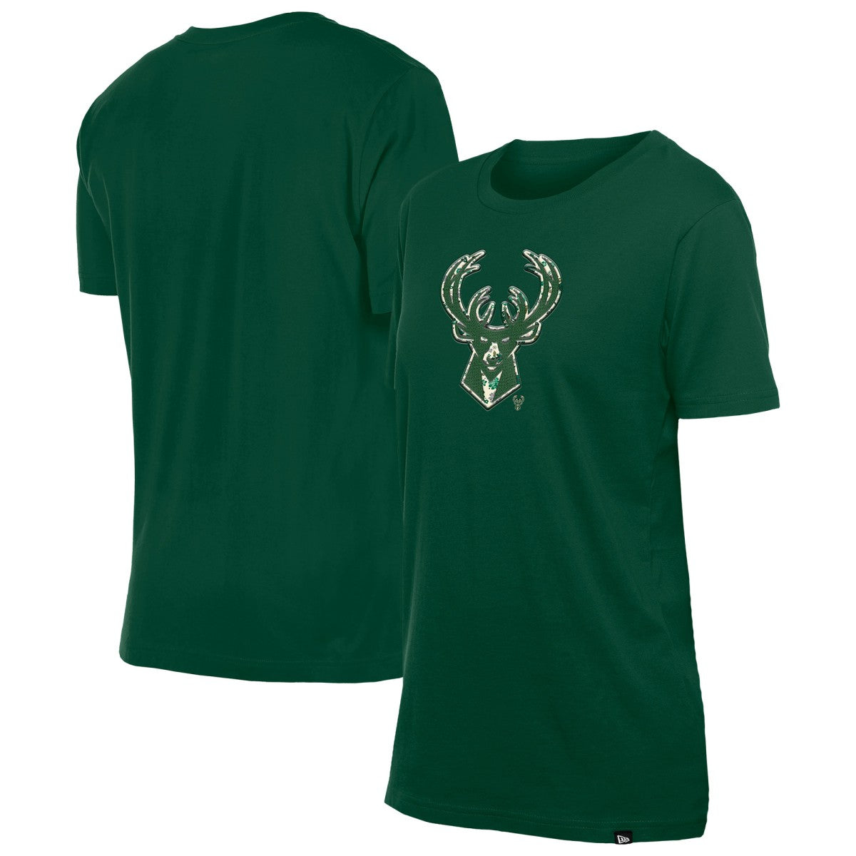 New Era - Milwaukee Bucks Women's Glam Game Flower T-Shirt - Hunter Green