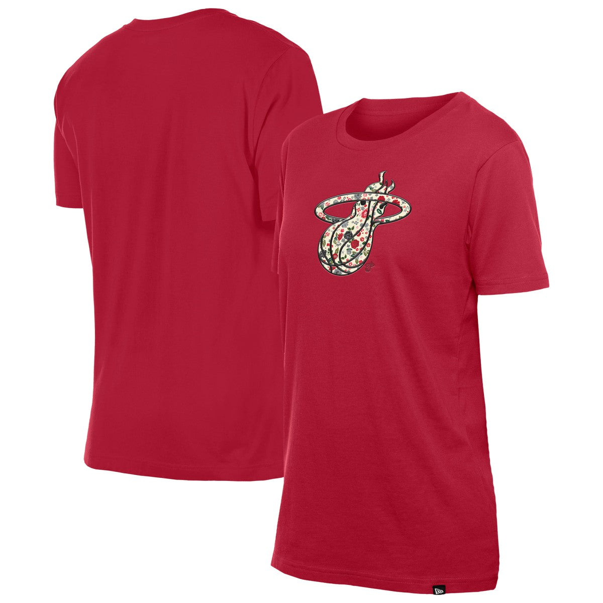 New Era - Miami Heat Women's Glam Game Flower T-Shirt - Red