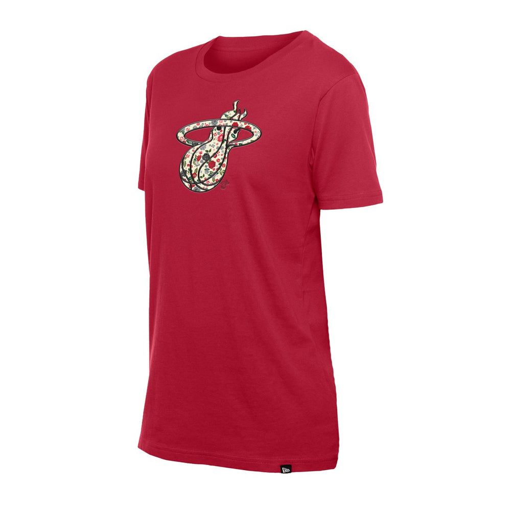 New Era - Miami Heat Women's Glam Game Flower T-Shirt - Red