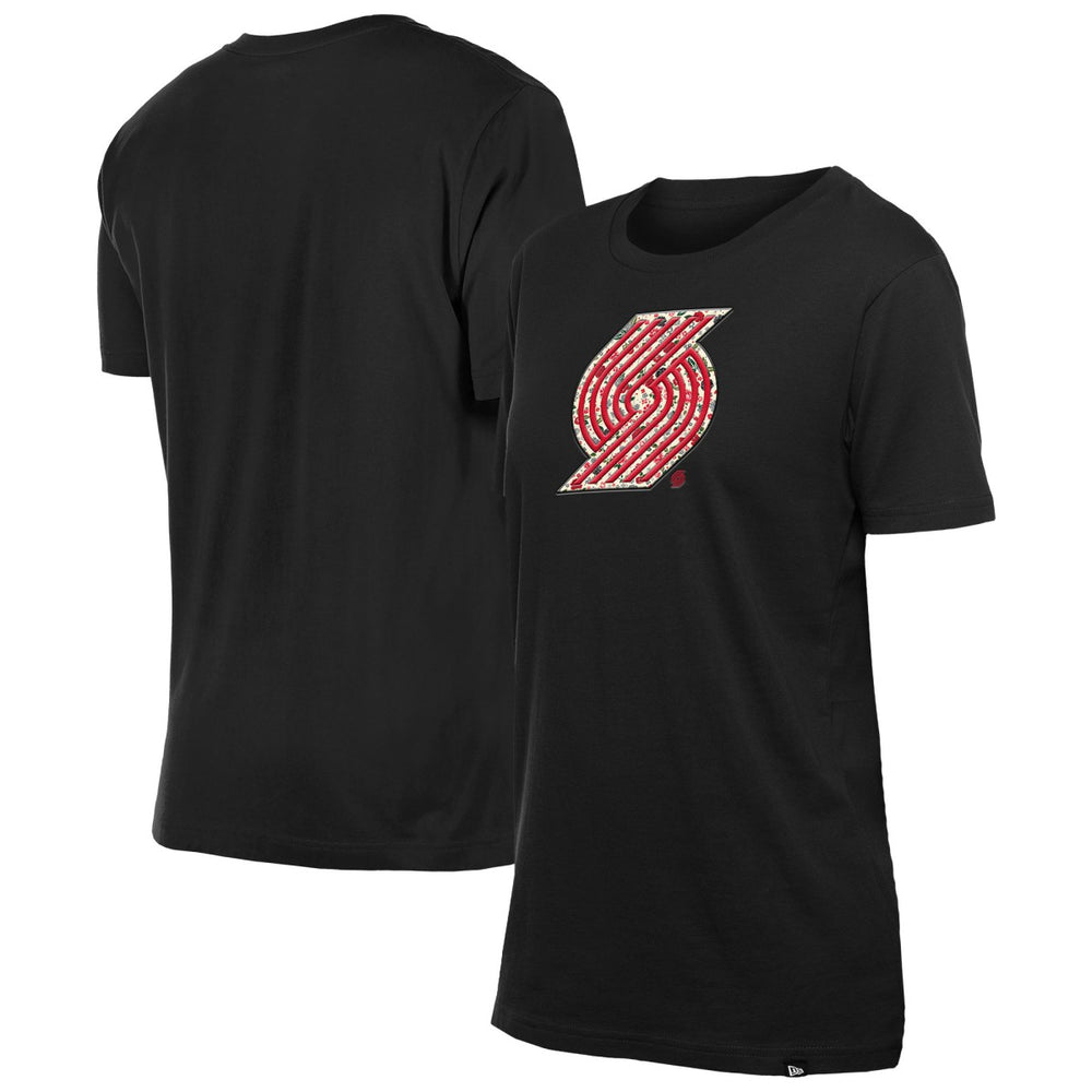 New Era - Portland Trail Blazers Women's Glam Game Flower T-Shirt - Black