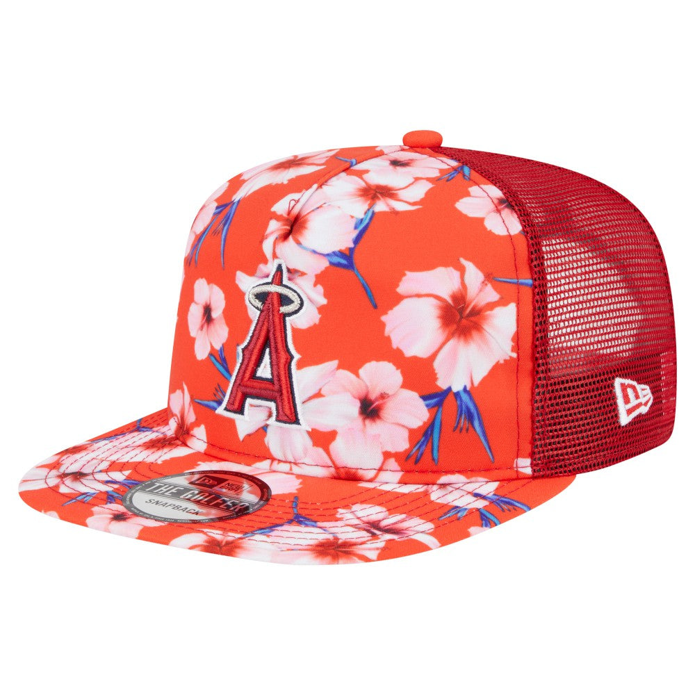Los Angeles Angels New Era Adventure Pattern Golfer Trucker Snapback Hat for sale