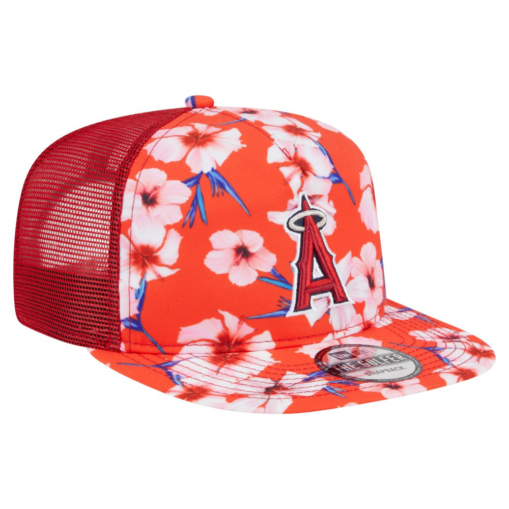Los Angeles Angels New Era Adventure Pattern Golfer Trucker Snapback Hat for sale