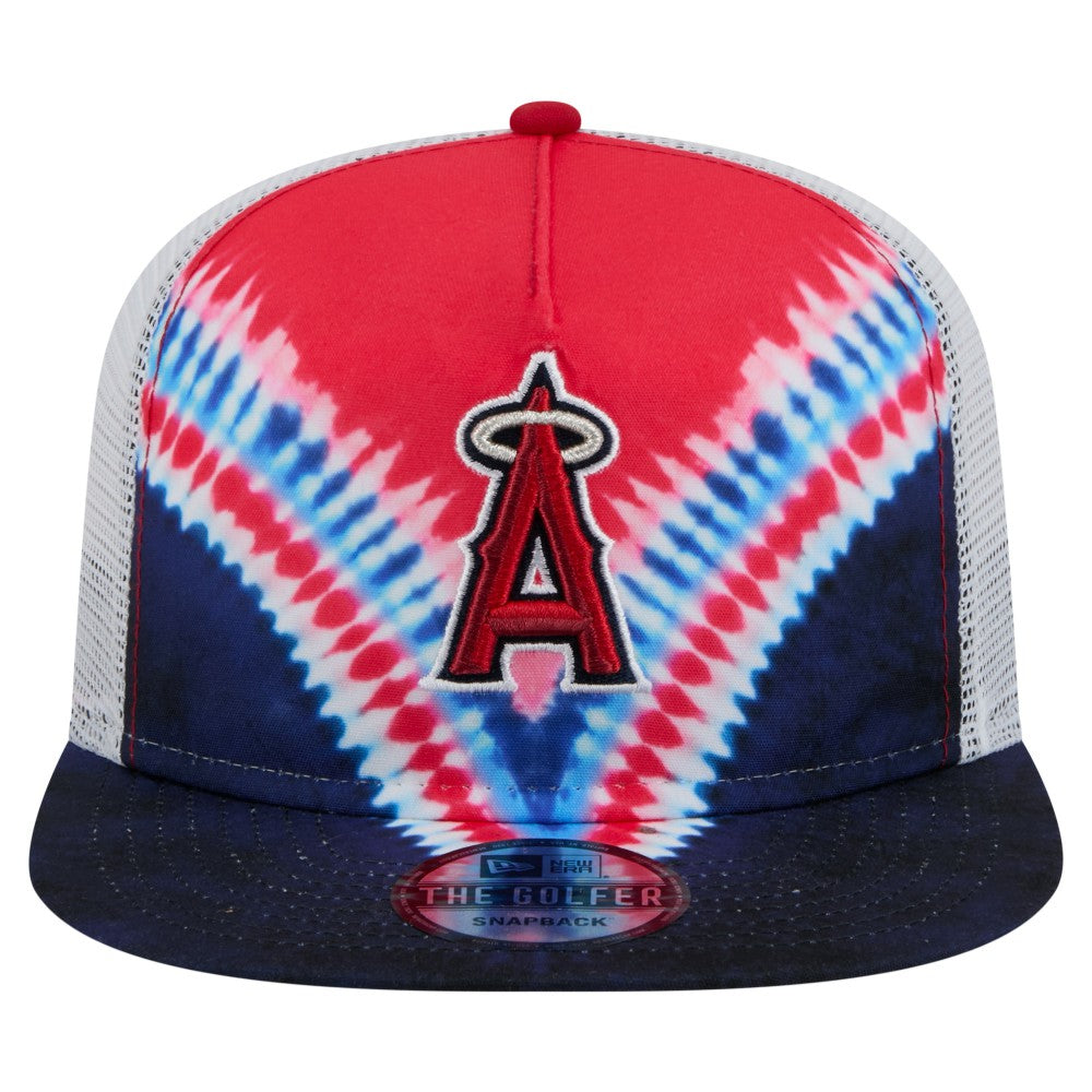 Los Angeles Angels New Era Tie-Dye Golfer Trucker Adjustable Hat for sale