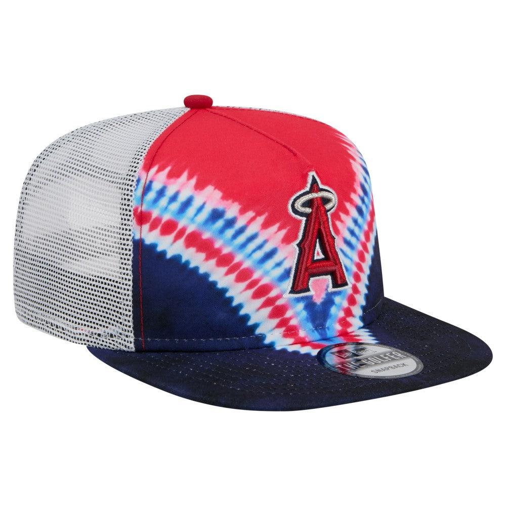 Los Angeles Angels New Era Tie-Dye Golfer Trucker Adjustable Hat for sale