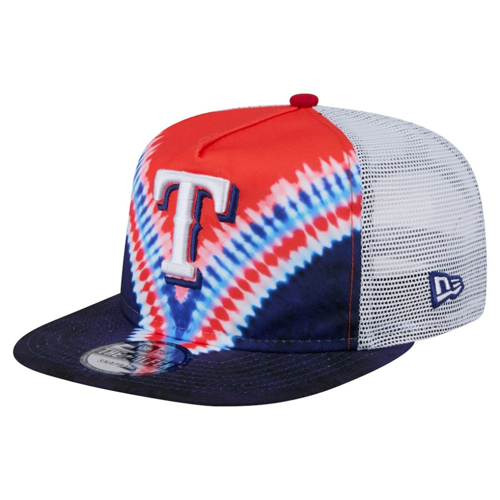 Texas Rangers New Era Tie-Dye Golfer Trucker Adjustable Hat Clearance
