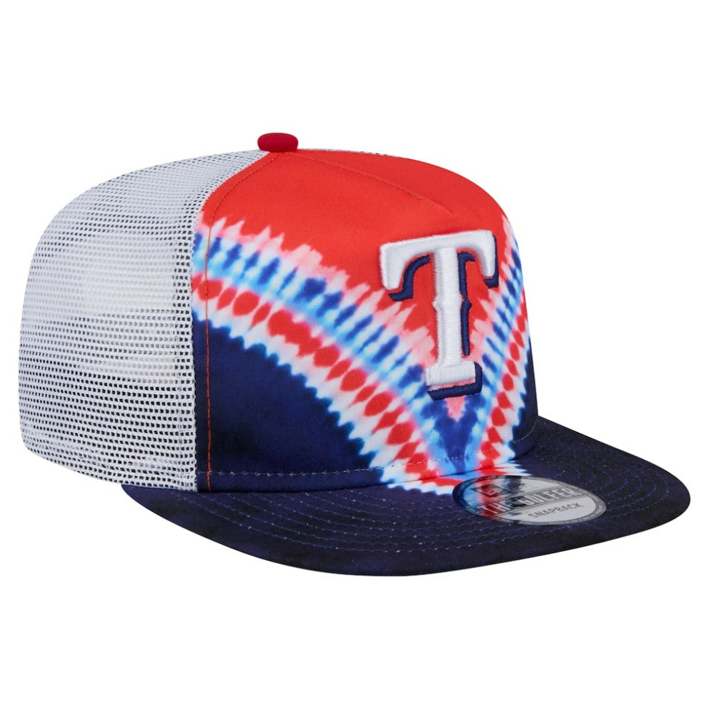 Texas Rangers New Era Tie-Dye Golfer Trucker Adjustable Hat Clearance
