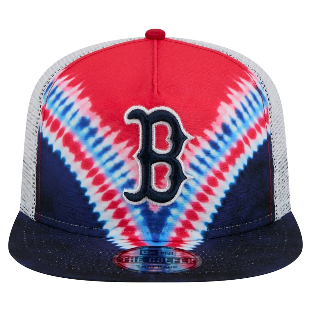 Boston Red Sox New Era Tie-Dye Golfer Trucker Adjustable Hat On Sale