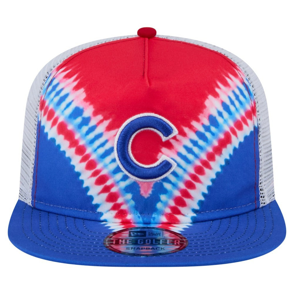 Chicago Cubs New Era Tie-Dye Golfer Trucker Adjustable Hat for sale