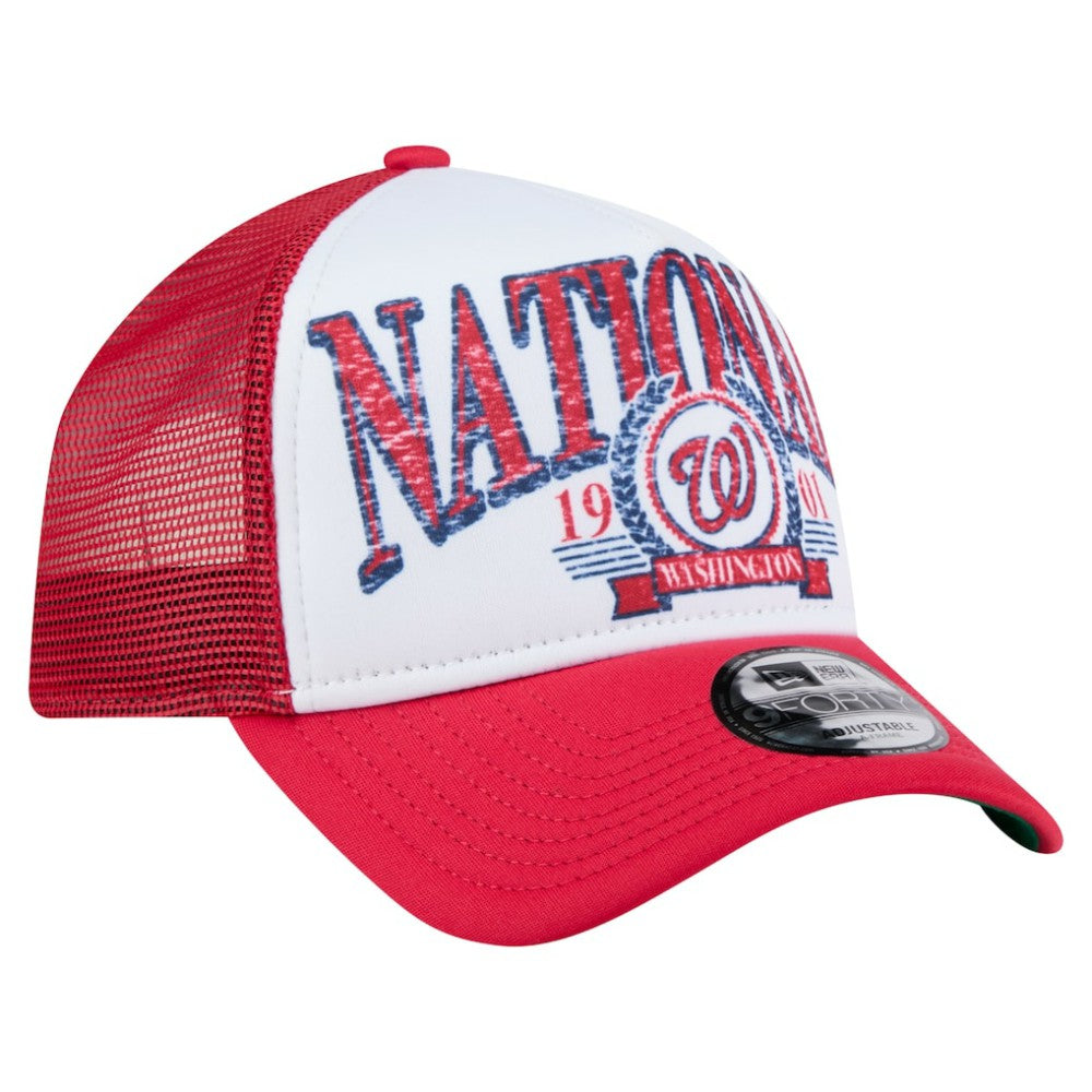 Washington Nationals New Era Distressed 9FORTY A-Frame Adjustable Trucker Hat Sale