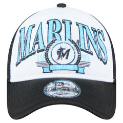 Miami Marlins New Era Distressed 9FORTY A-Frame Adjustable Trucker Hat Sale