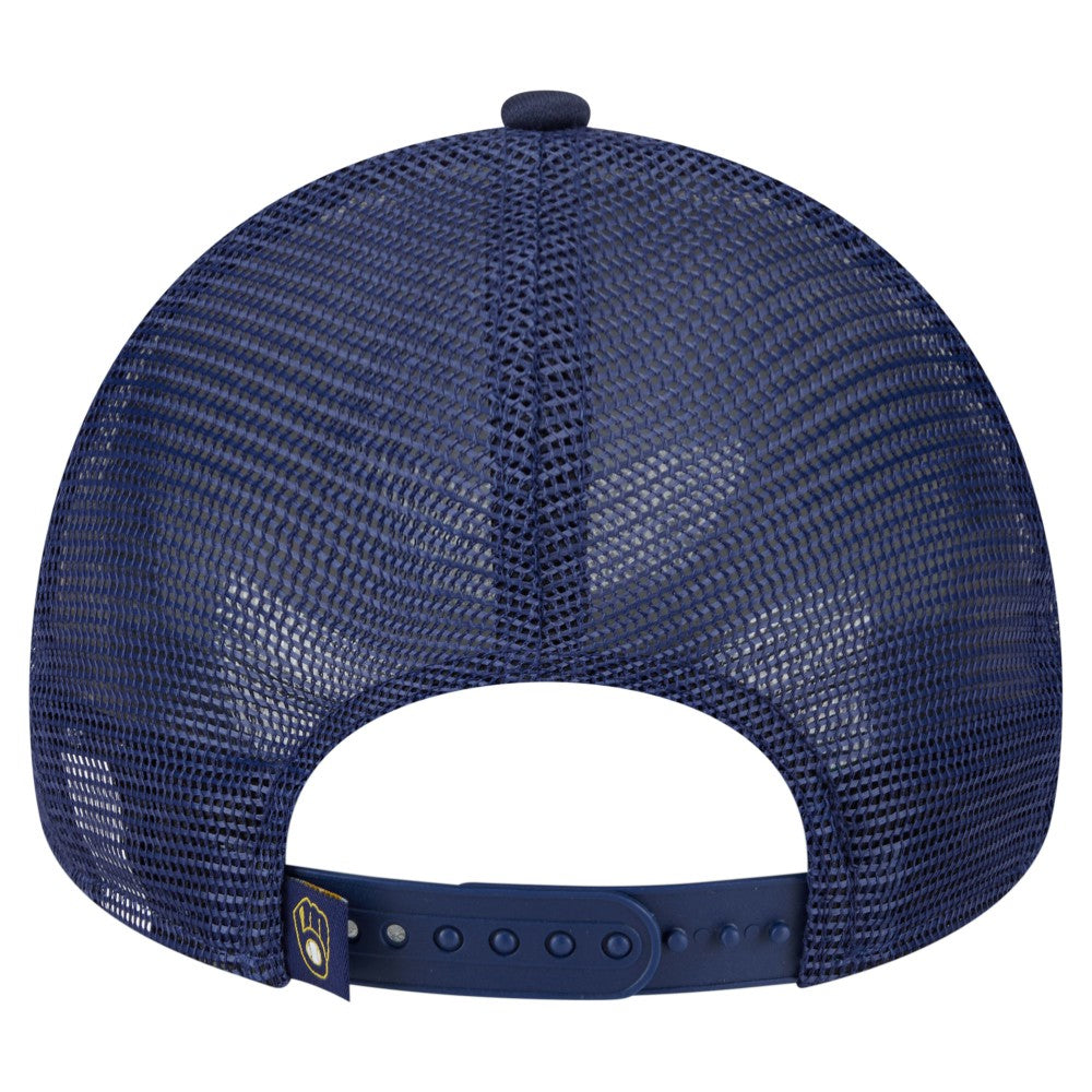 Milwaukee Brewers New Era Distressed 9FORTY A-Frame Adjustable Trucker Hat discount
