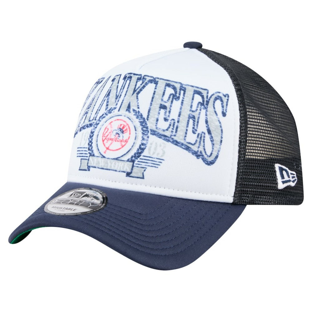 New York Yankees New Era Distressed 9FORTY A-Frame Adjustable Trucker Hat On Sale