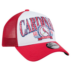 St. Louis Cardinals New Era Distressed 9FORTY A-Frame Adjustable Trucker Hat Lifestyle