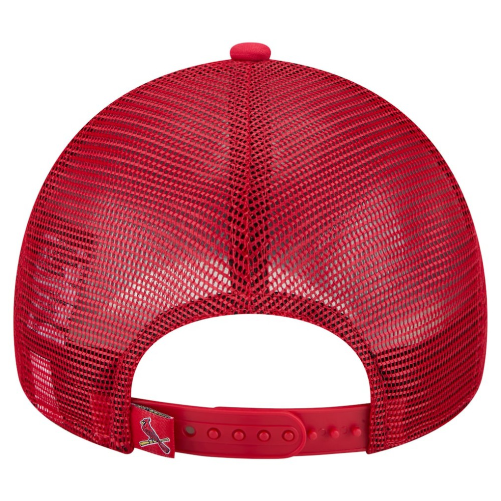 St. Louis Cardinals New Era Distressed 9FORTY A-Frame Adjustable Trucker Hat Lifestyle